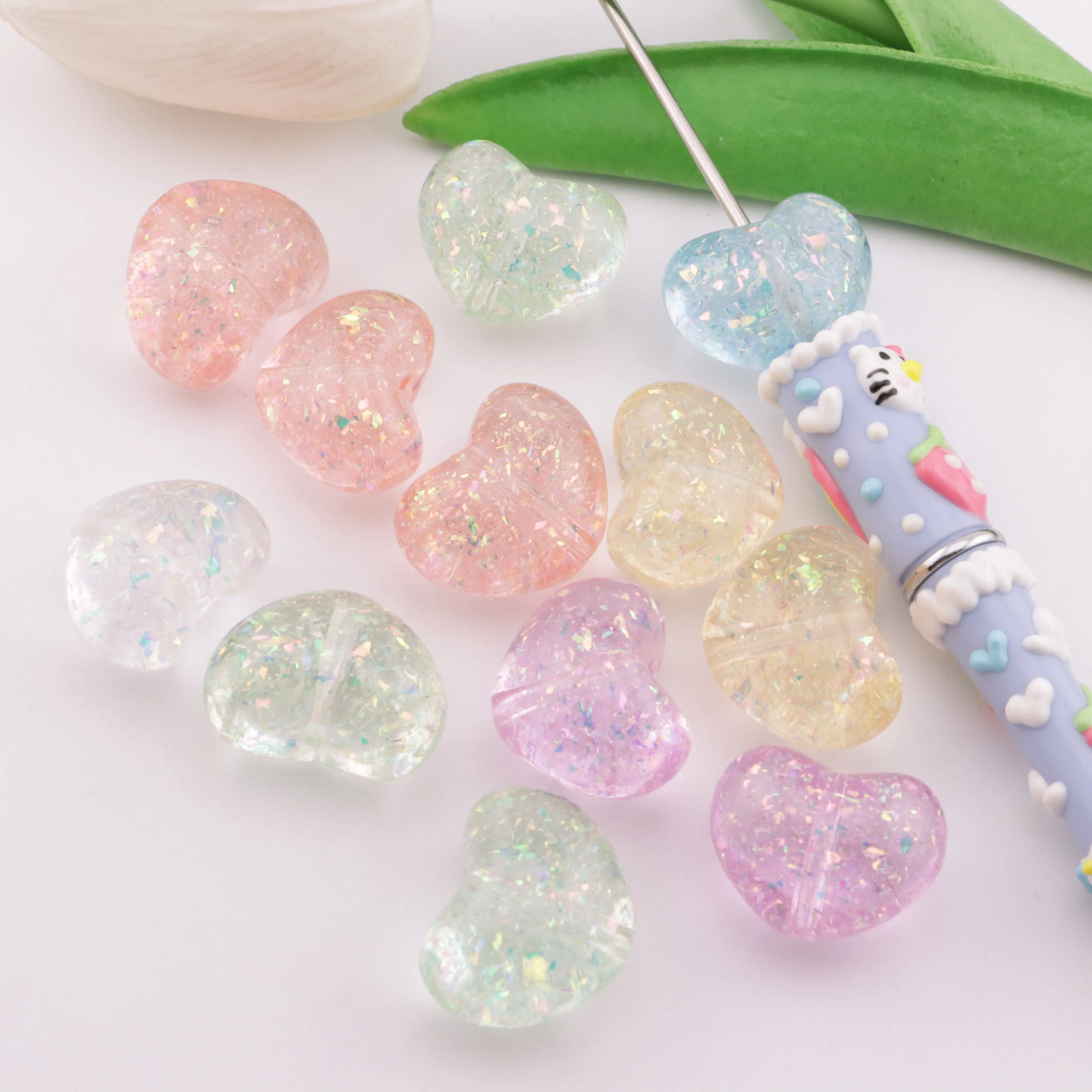 19mm Heart Gold Foil Resin Beads ZoeDIY Shop