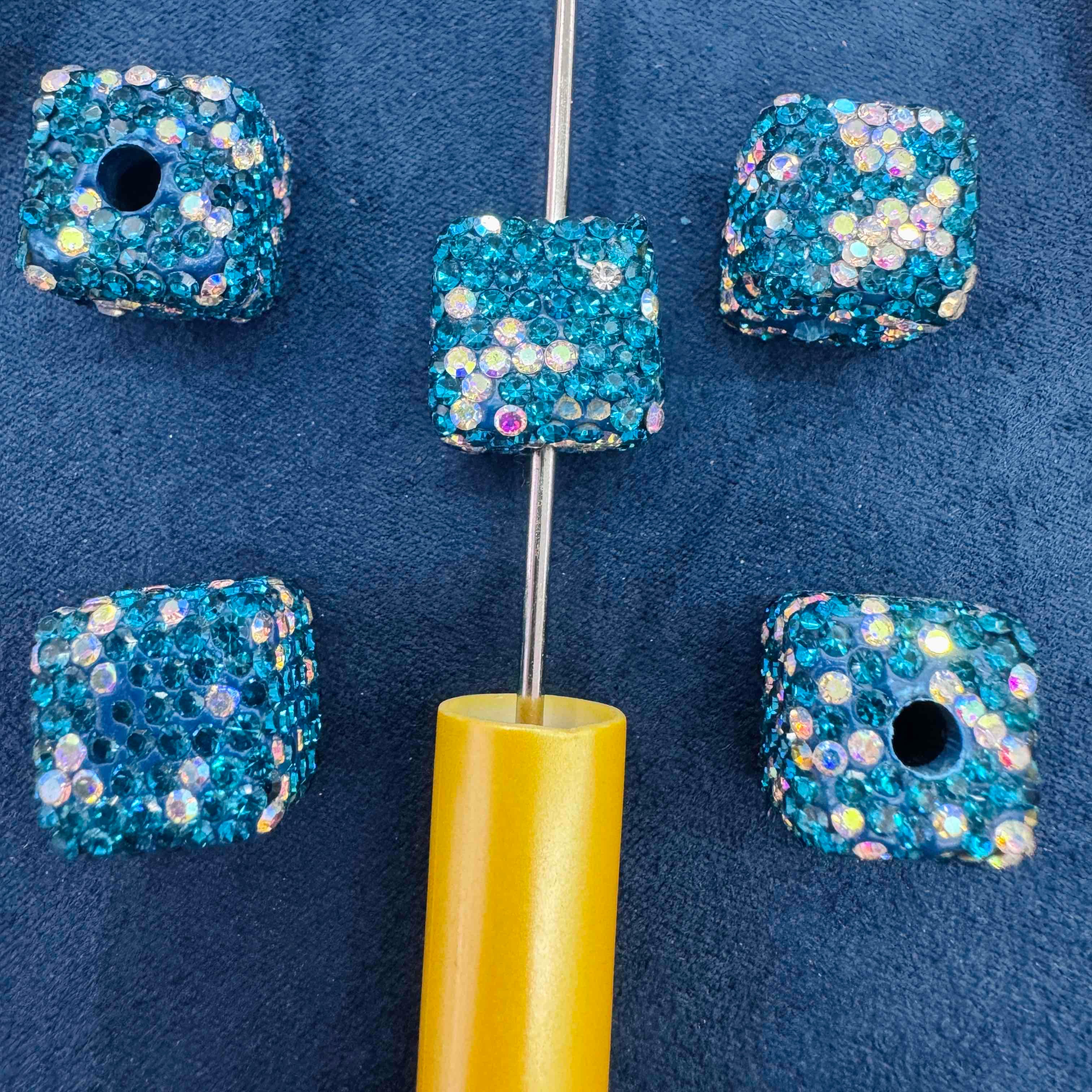 FS20232-16mm AB Color Rhinestone Clay Cube Beads