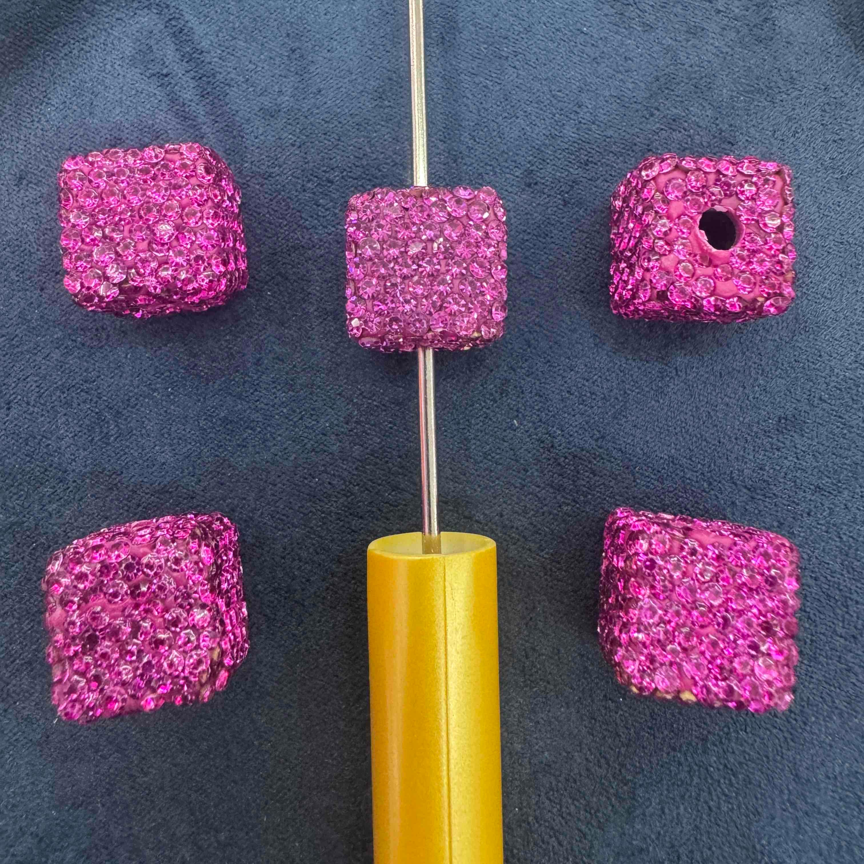 FS20231-16mm Solid Color Rhinestone Clay Cube Beads