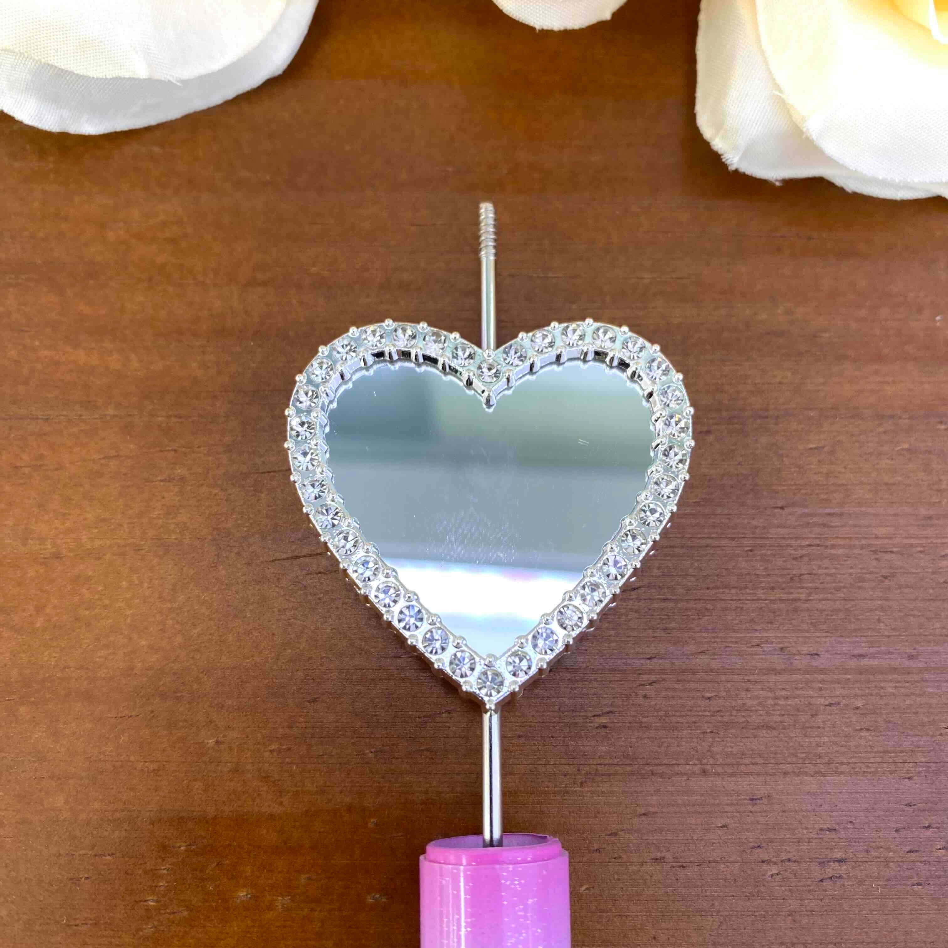 FS20635-Rhinestone Heart Mirror Metal Beads