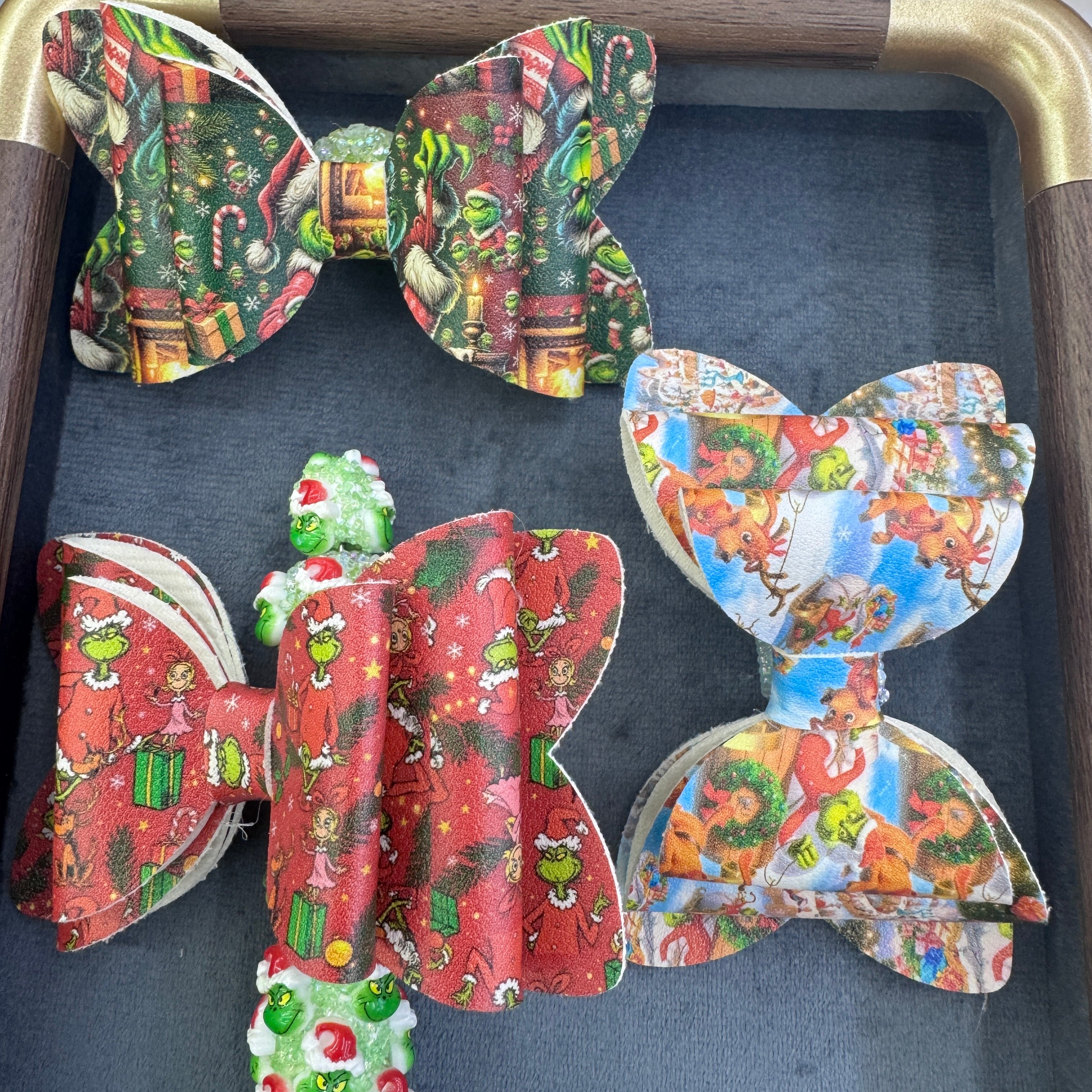 FS20238-Christmas PU Bow Sugar Beads