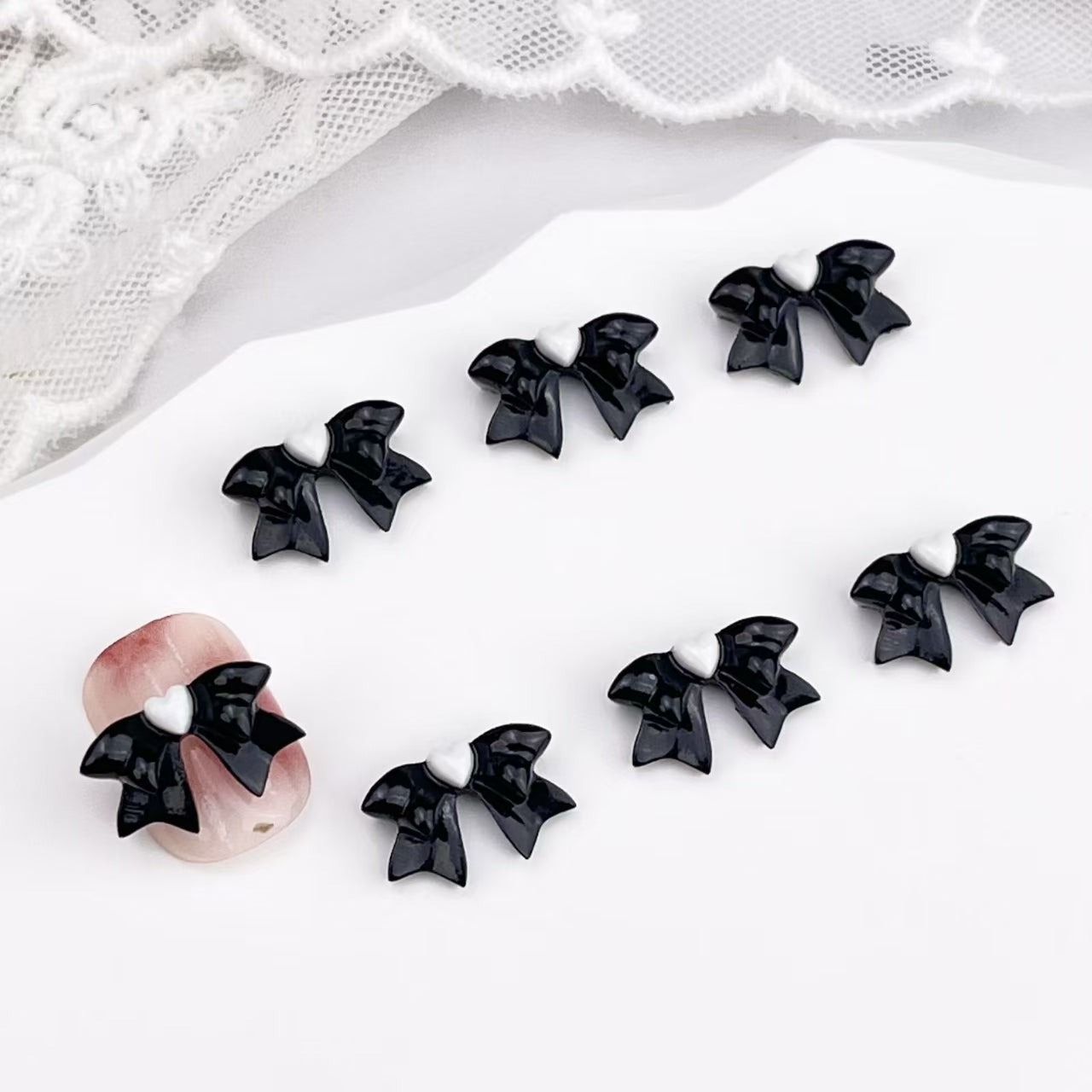 FS3765- 4×14mm Double - Layer Three - Dimensional Heart Bow Nail Stickers