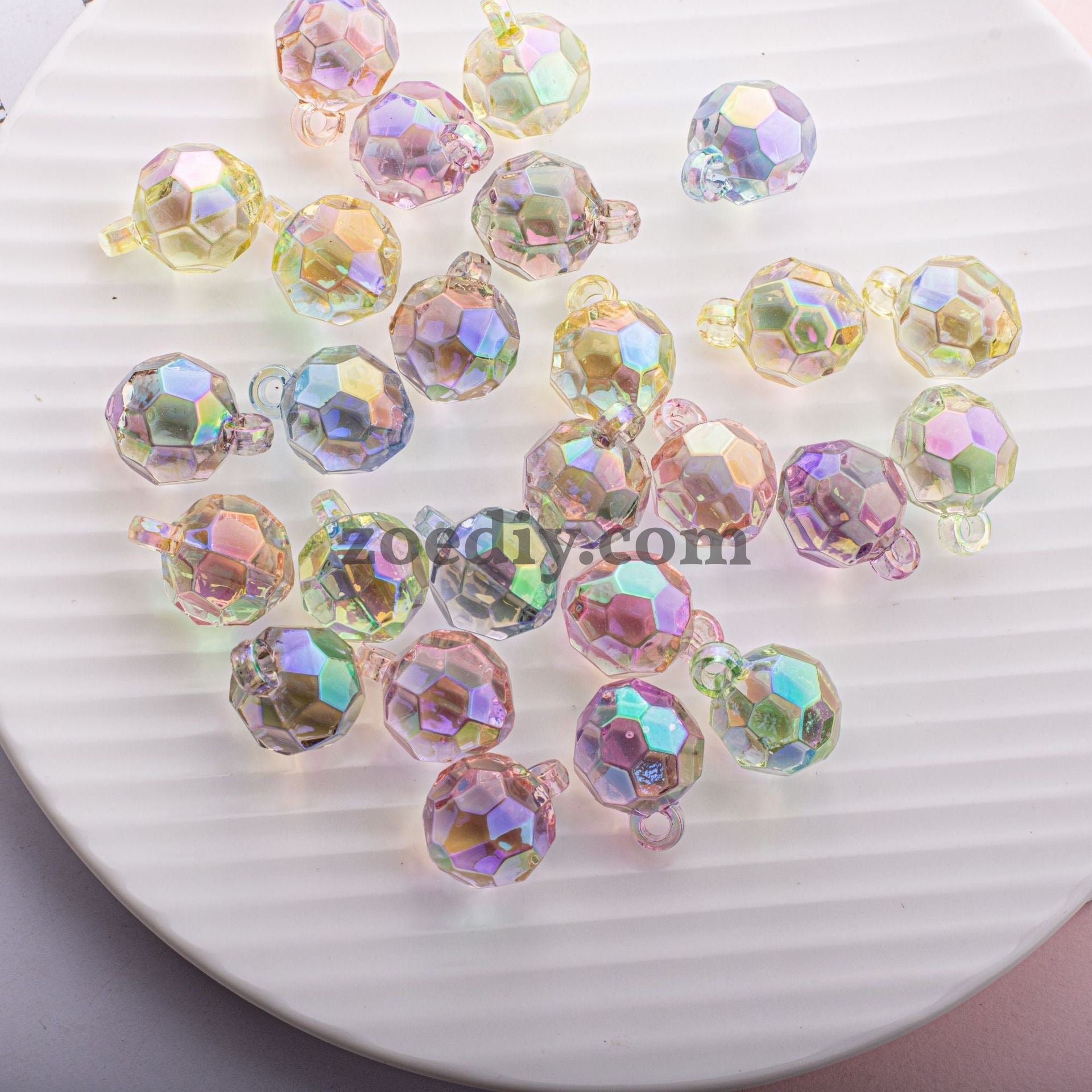 FS1565-16MM Colorful UV  Multi faceted Football Dangle Hnanging Beads For Making Car Hangers