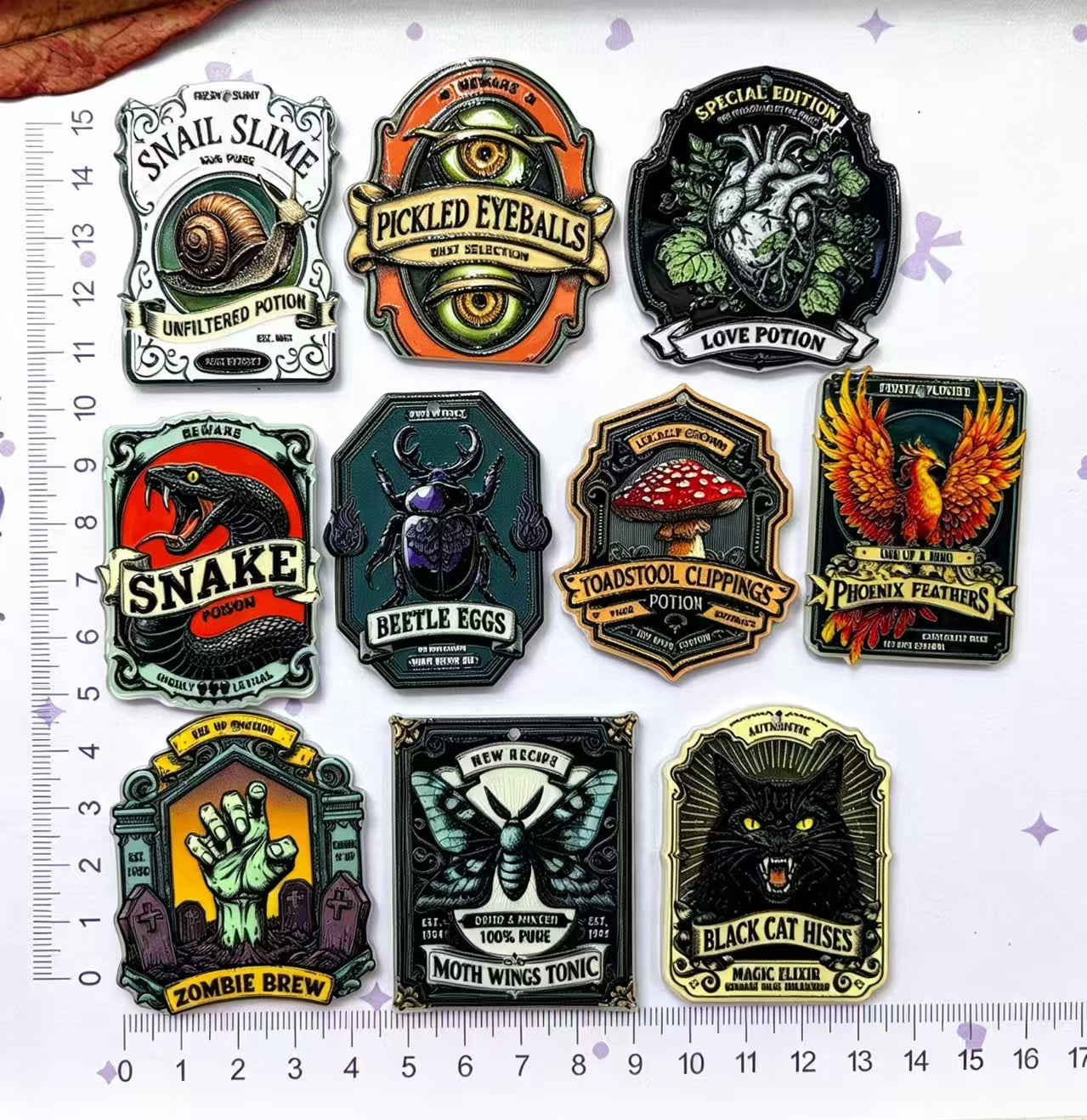 Halloween Magic Potion Label Acrylic Charms,Random Mix
