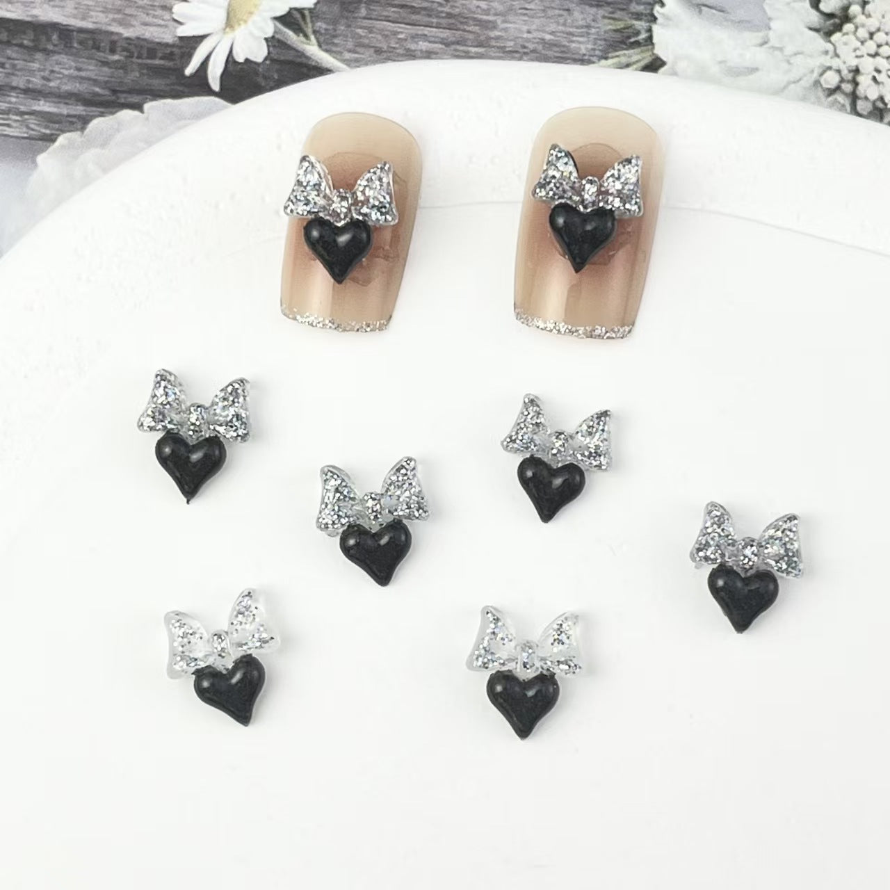 FS4920- Black Bows Bows Heart Heart