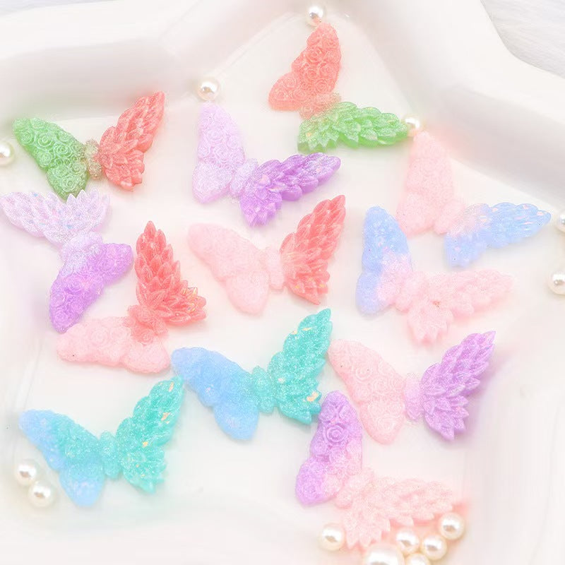 FS3345- 38*24mm Two - Color Glowing Butterfly Charms Double - Color Glowing Butterflies