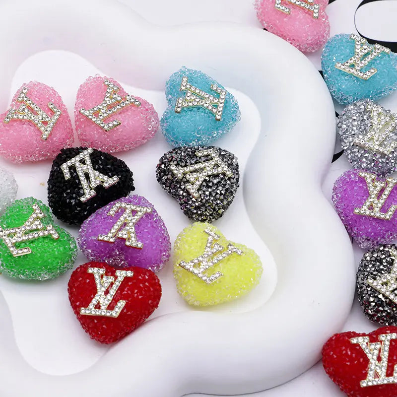 2.3×2.5 Cm Lv Heart - Shaped Granulated Sugar for Crafts DIY Bracelets Keychains Pens Jewelry Making Supplies Zoe's DIY Shop