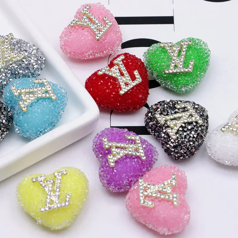 2.3×2.5 Cm Lv Heart - Shaped Granulated Sugar for Crafts DIY Bracelets Keychains Pens Jewelry Making Supplies Zoe's DIY Shop