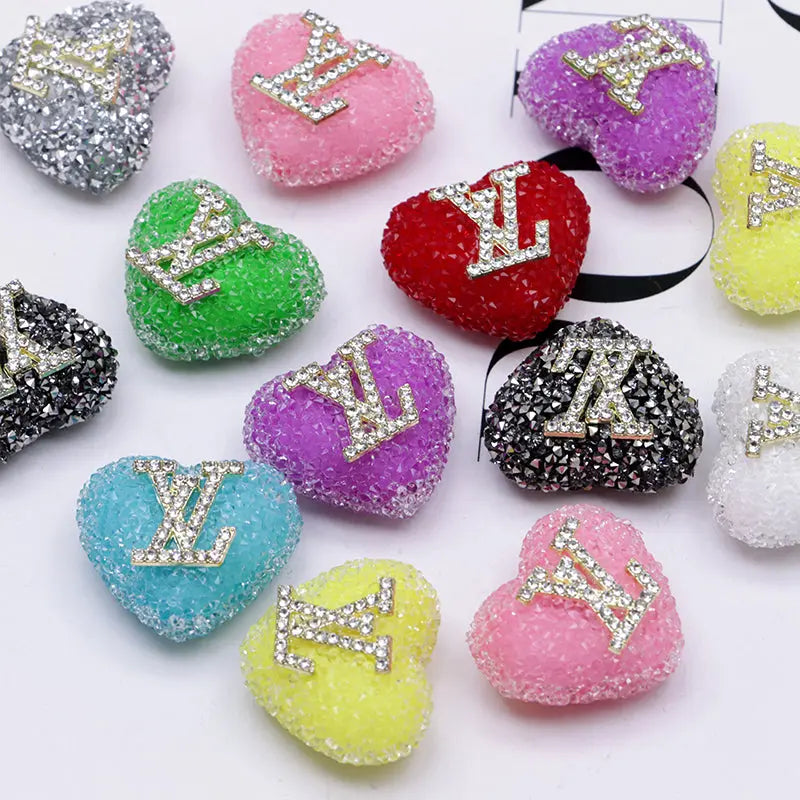 2.3×2.5 Cm Lv Heart - Shaped Granulated Sugar for Crafts DIY Bracelets Keychains Pens Jewelry Making Supplies Zoe's DIY Shop