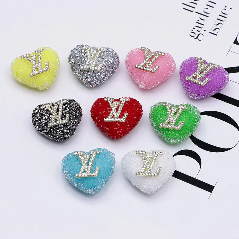 2.3×2.5 Cm Lv Heart - Shaped Granulated Sugar for Crafts DIY Bracelets Keychains Pens Jewelry Making Supplies Zoe's DIY Shop