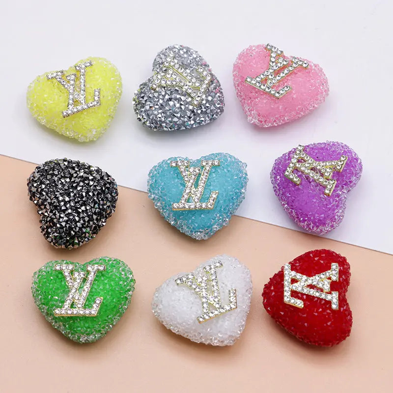 2.3×2.5 Cm Lv Heart - Shaped Granulated Sugar for Crafts DIY Bracelets Keychains Pens Jewelry Making Supplies Zoe's DIY Shop