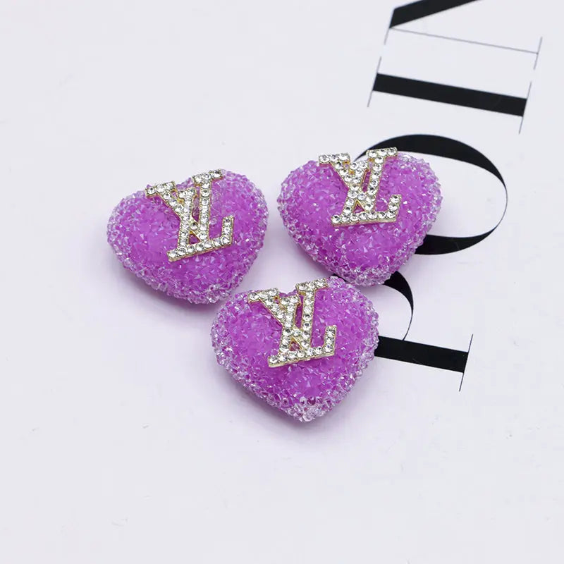 2.3×2.5 Cm Lv Heart - Shaped Granulated Sugar for Crafts DIY Bracelets Keychains Pens Jewelry Making Supplies Zoe's DIY Shop