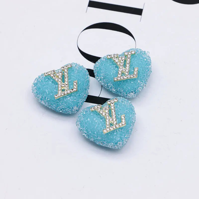 2.3×2.5 Cm Lv Heart - Shaped Granulated Sugar for Crafts DIY Bracelets Keychains Pens Jewelry Making Supplies Zoe's DIY Shop