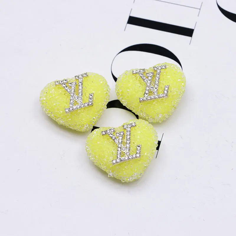 2.3×2.5 Cm Lv Heart - Shaped Granulated Sugar for Crafts DIY Bracelets Keychains Pens Jewelry Making Supplies Zoe's DIY Shop