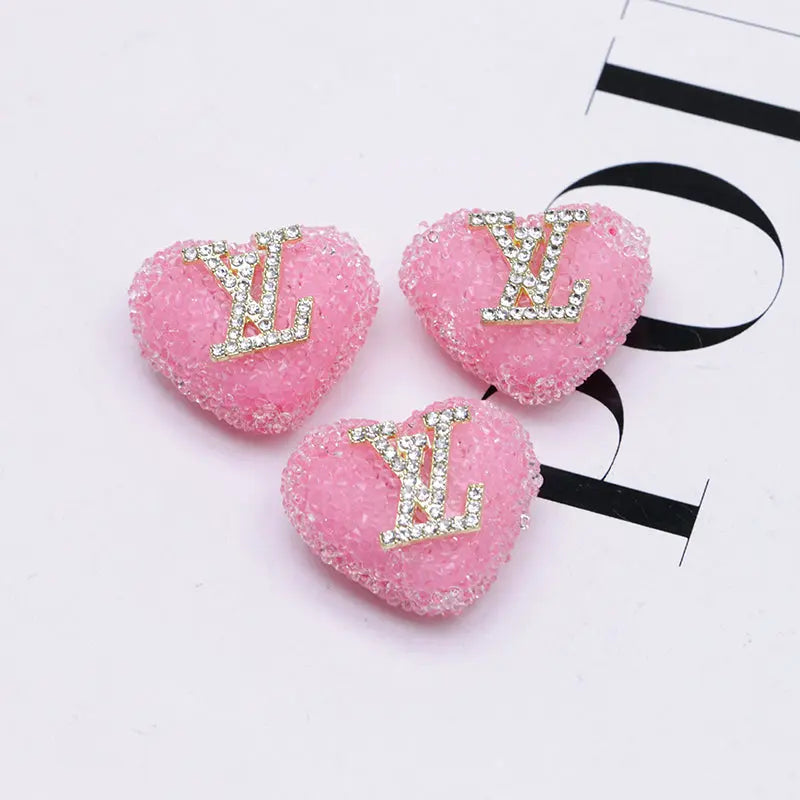 2.3×2.5 Cm Lv Heart - Shaped Granulated Sugar for Crafts DIY Bracelets Keychains Pens Jewelry Making Supplies Zoe's DIY Shop