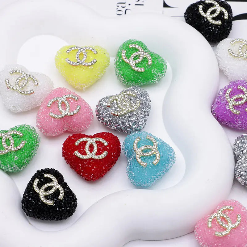 2.5×2.3 Cm Cc Heart-Shaped Granulated Suga for Crafts DIY Bracelets Keychains Pens Jewelry Making Supplies Zoe's DIY Shop