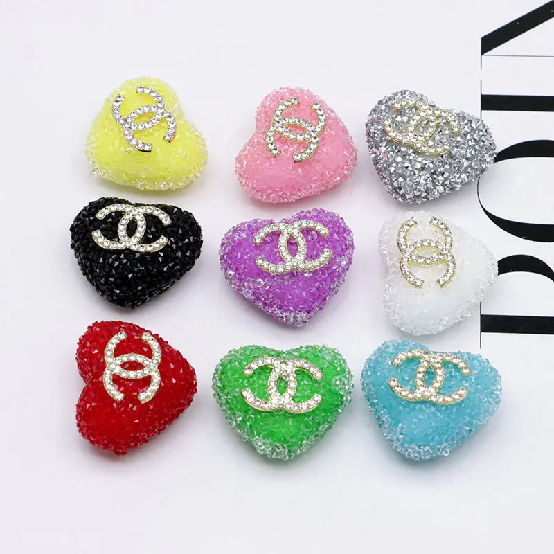 2.5×2.3 Cm Cc Heart-Shaped Granulated Suga for Crafts DIY Bracelets Keychains Pens Jewelry Making Supplies Zoe's DIY Shop