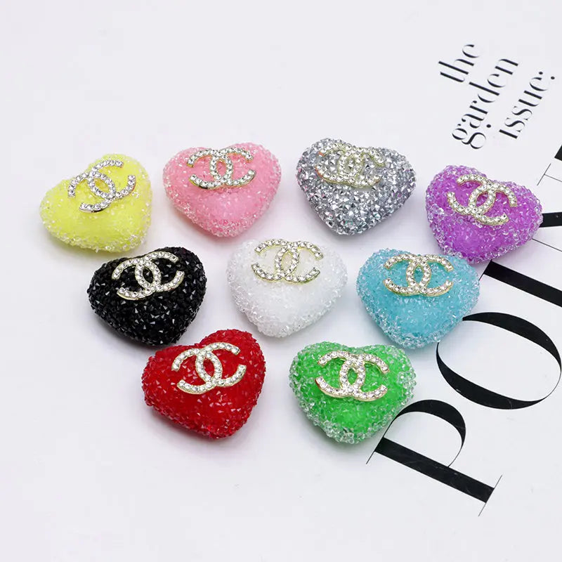 2.5×2.3 Cm Cc Heart-Shaped Granulated Suga for Crafts DIY Bracelets Keychains Pens Jewelry Making Supplies Zoe's DIY Shop