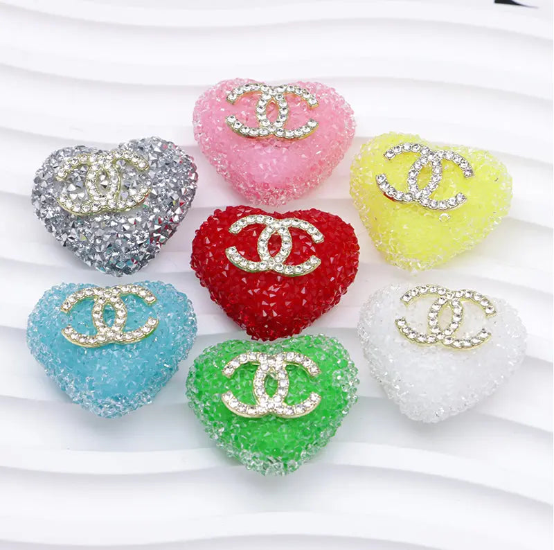 2.5×2.3 Cm Cc Heart-Shaped Granulated Suga for Crafts DIY Bracelets Keychains Pens Jewelry Making Supplies Zoe's DIY Shop