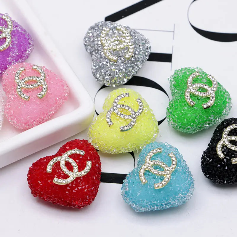 2.5×2.3 Cm Cc Heart-Shaped Granulated Suga for Crafts DIY Bracelets Keychains Pens Jewelry Making Supplies Zoe's DIY Shop