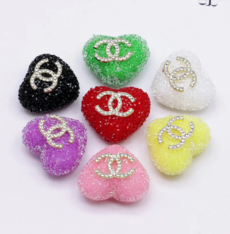 2.5×2.3 Cm Cc Heart-Shaped Granulated Suga for Crafts DIY Bracelets Keychains Pens Jewelry Making Supplies Zoe's DIY Shop