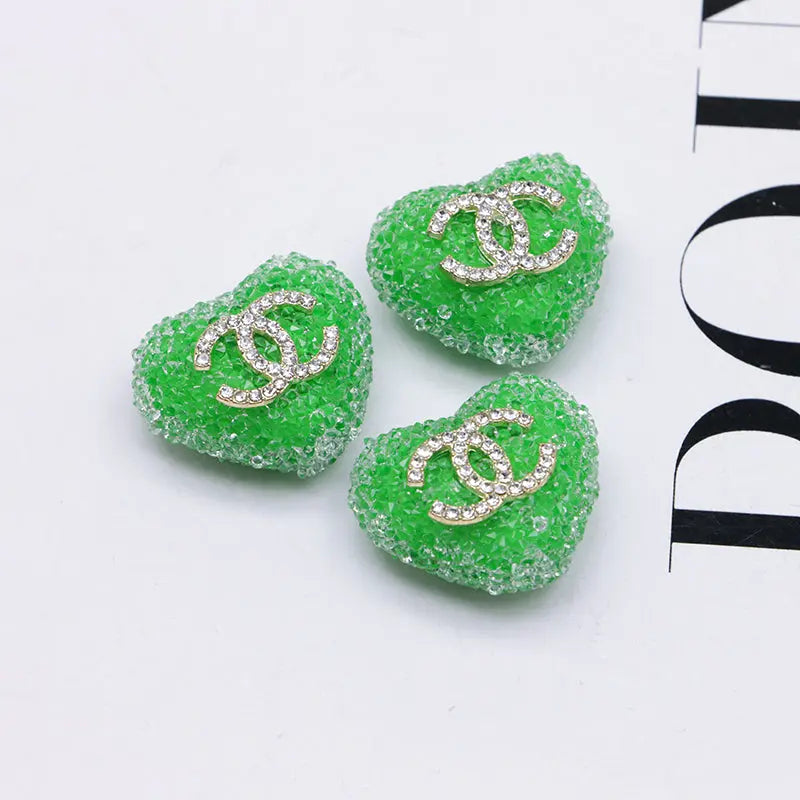 2.5×2.3 Cm Cc Heart-Shaped Granulated Suga for Crafts DIY Bracelets Keychains Pens Jewelry Making Supplies Zoe's DIY Shop