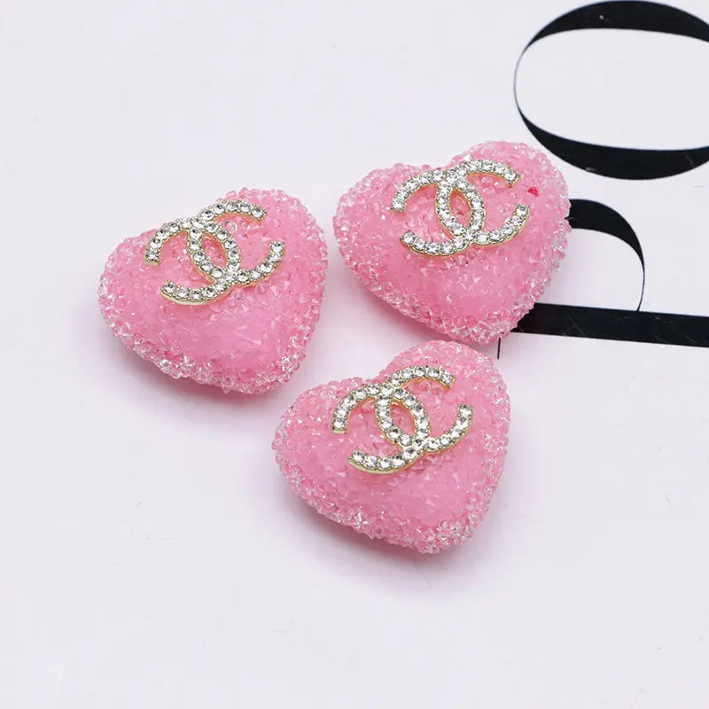2.5×2.3 Cm Cc Heart-Shaped Granulated Suga for Crafts DIY Bracelets Keychains Pens Jewelry Making Supplies Zoe's DIY Shop