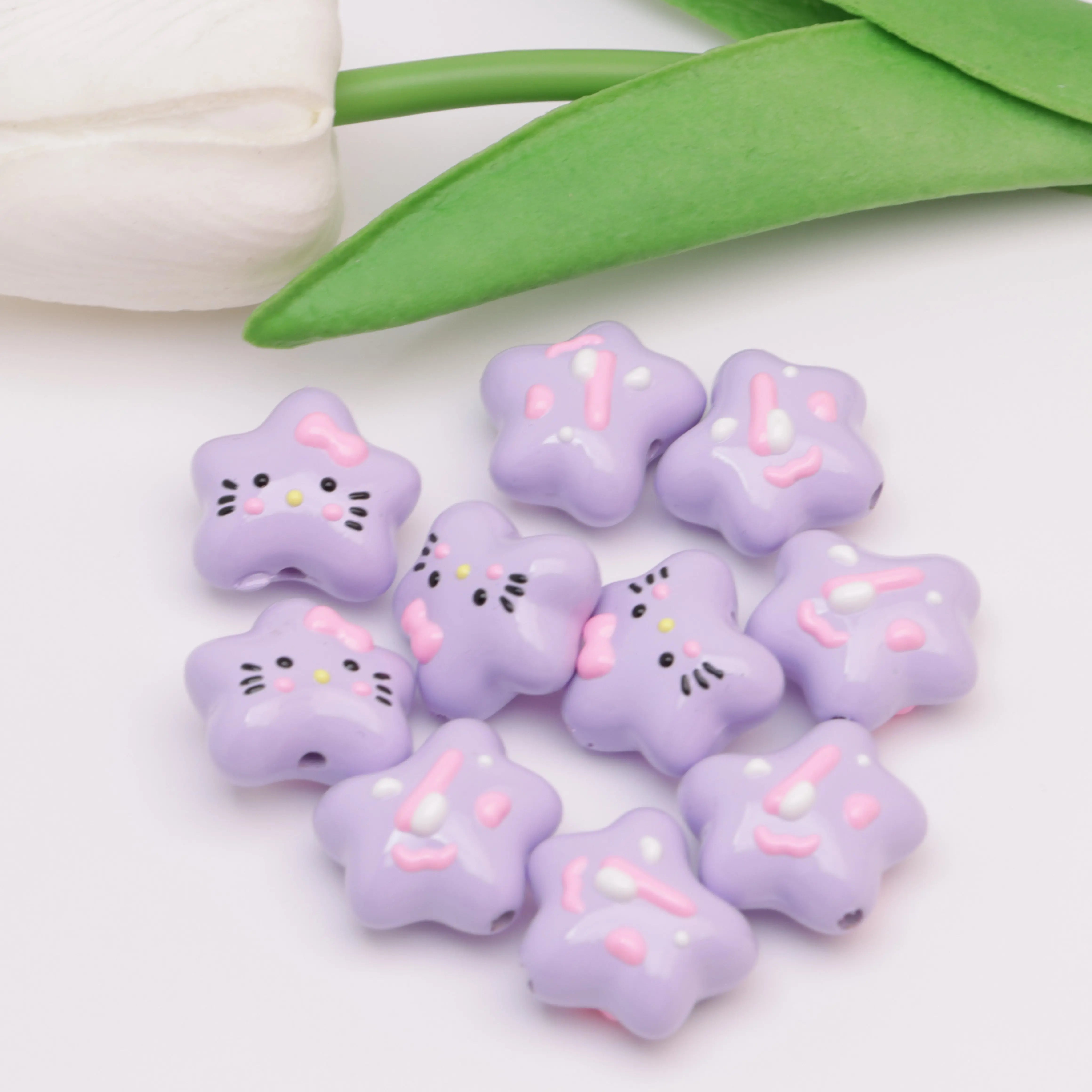 20.5*18.5mm Hk Star Hand-Painted Beads For Keychain Beadable Pens Making ZoeDIY Shop