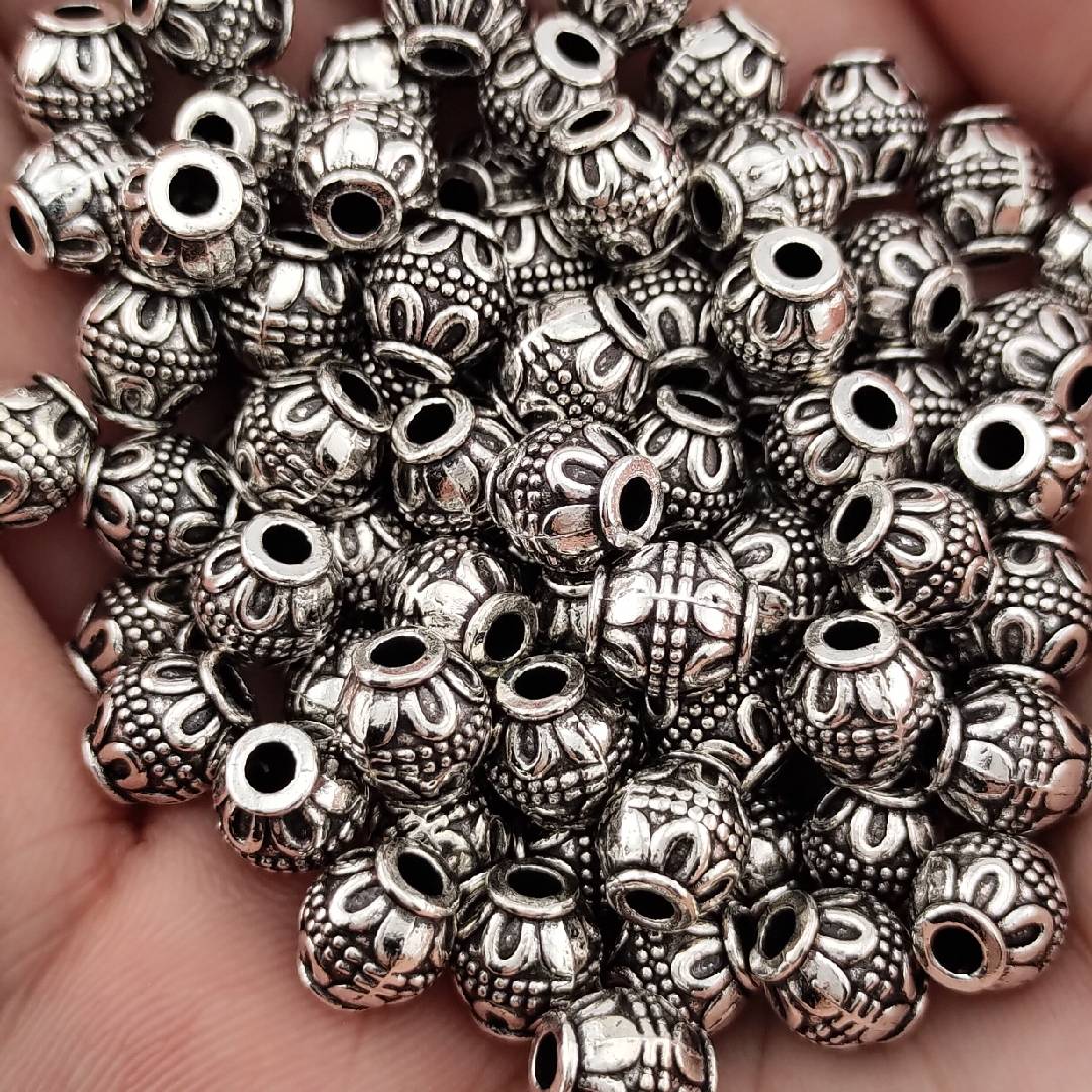 40 Pieces 10MM Flower Round Shape Metal Spacers