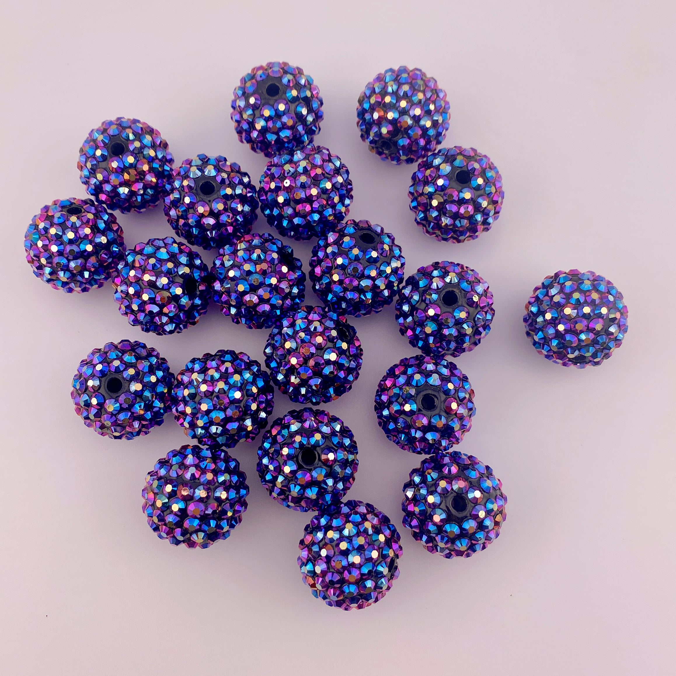 20 Pieces 20MM Blue Shiny Sparkling Beads