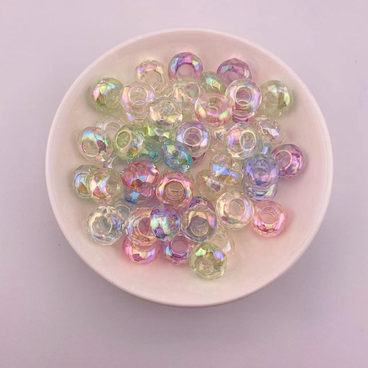 50 Pieces Mixed Color Clear Shiny Pen Spacer Beads