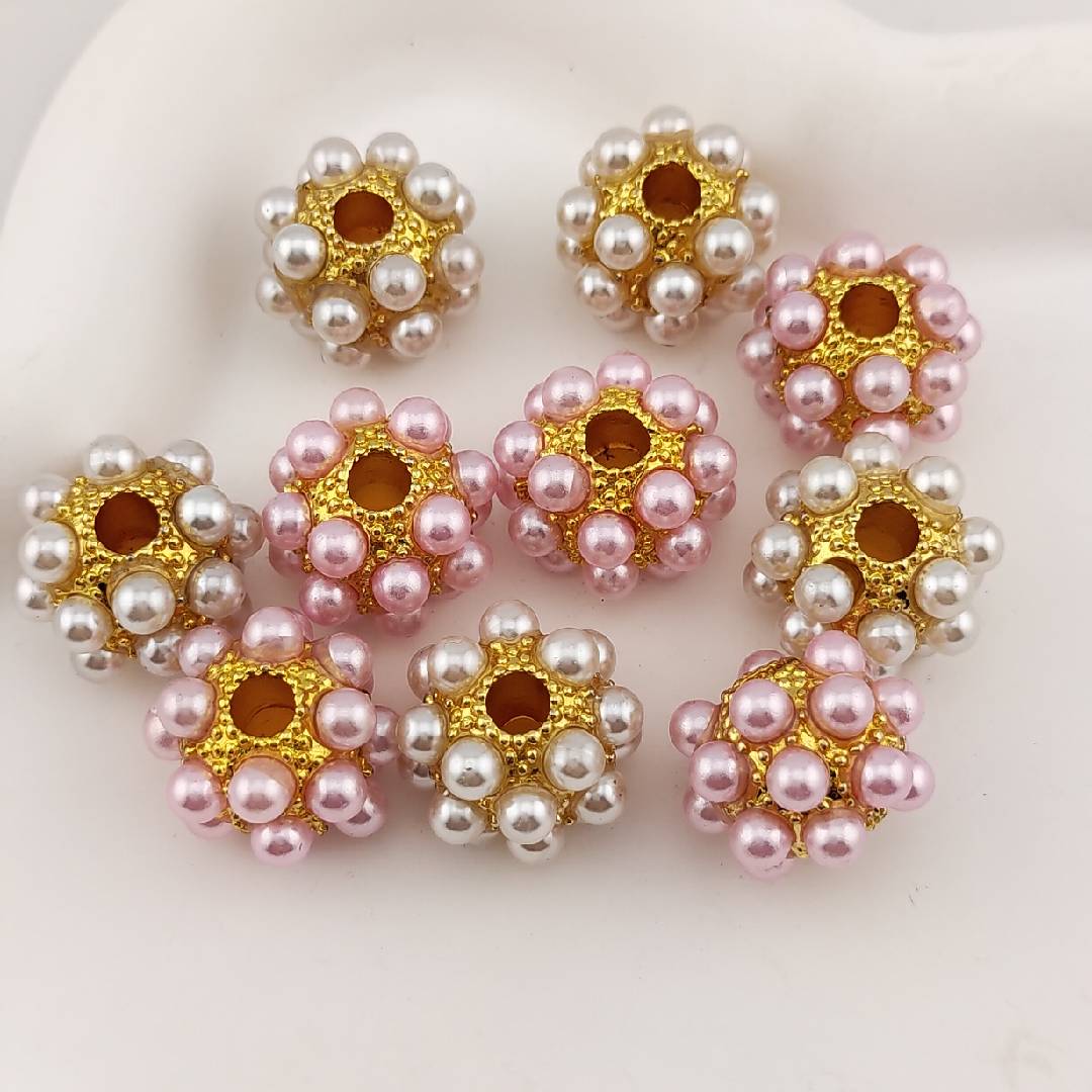10 Piece Mixed Color 16 MM Pearl Metal Beads