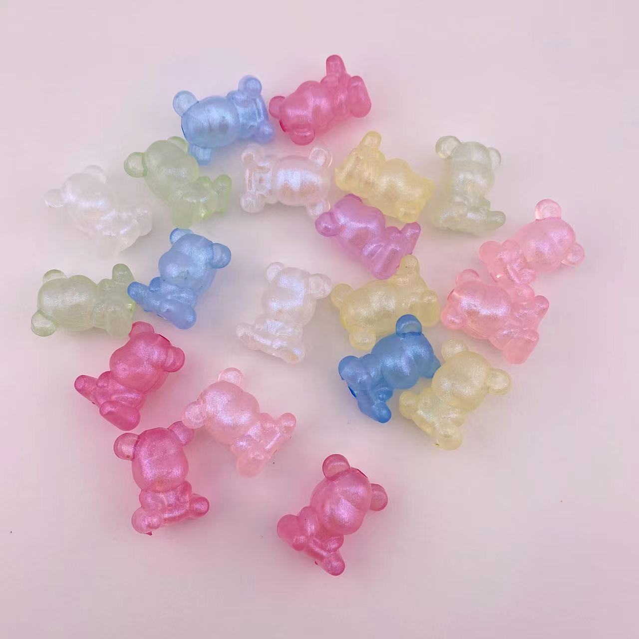 (A1)20 Pieces Glowing Bear Resin Beads