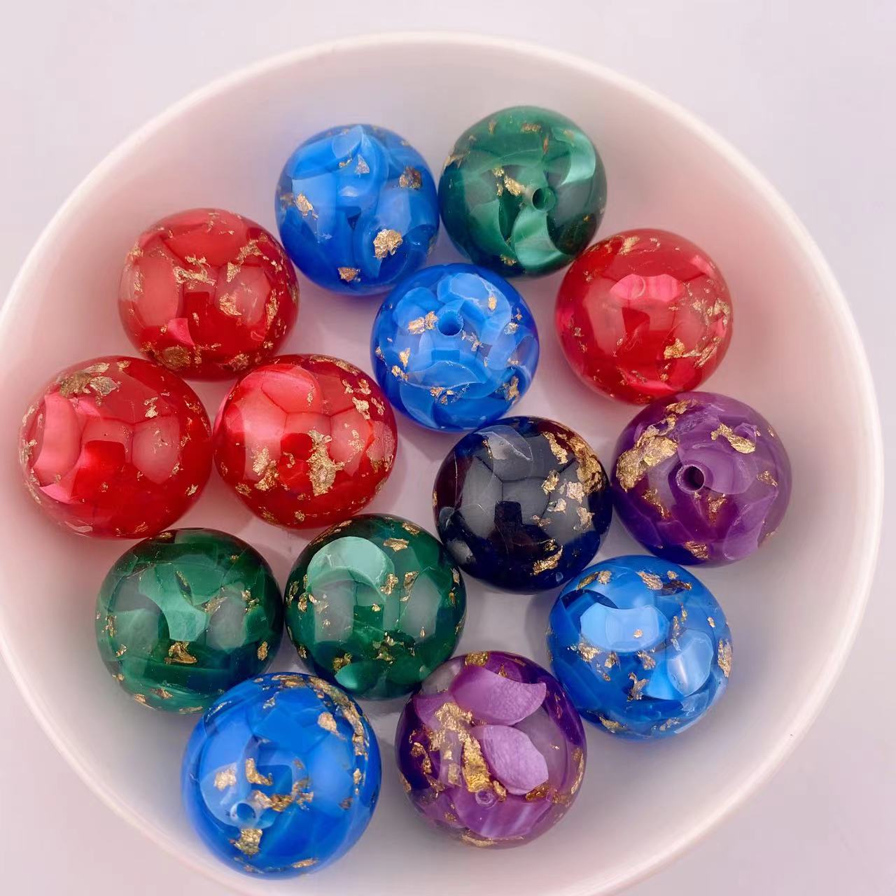 (A14)20 Pieces 20MM Mixed Color Platinum Resin Beads