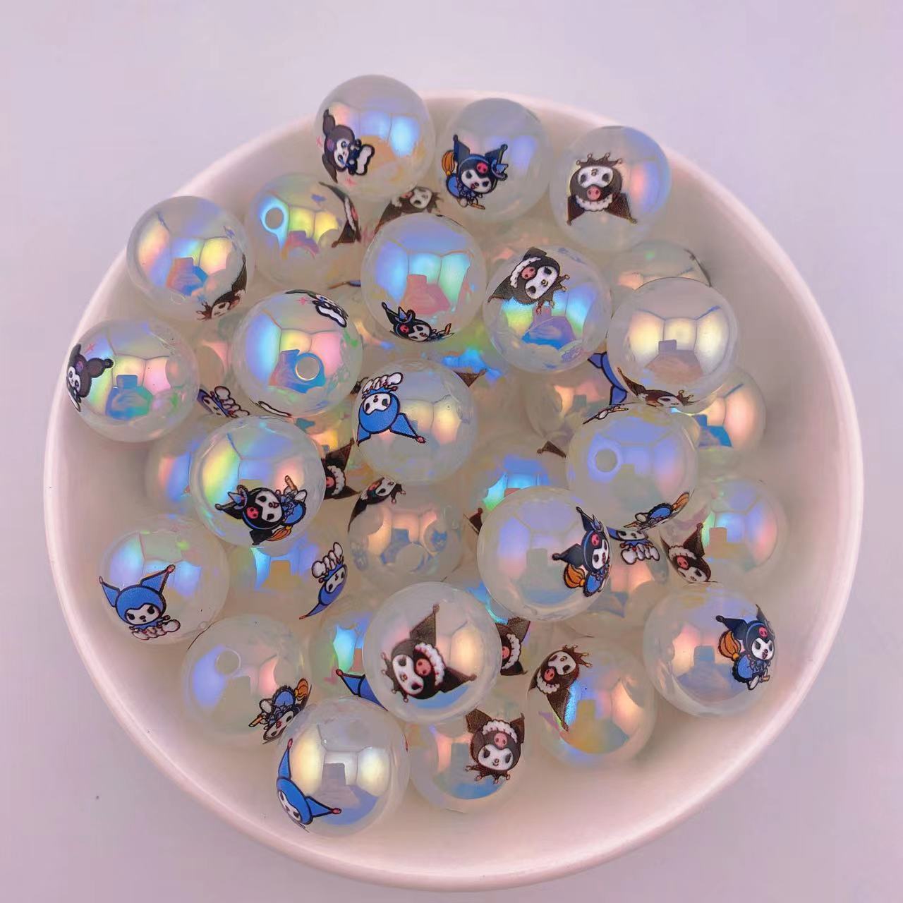 (A37)35 Pieces Mixed Kuromi Shiny Resin Beads 16mm