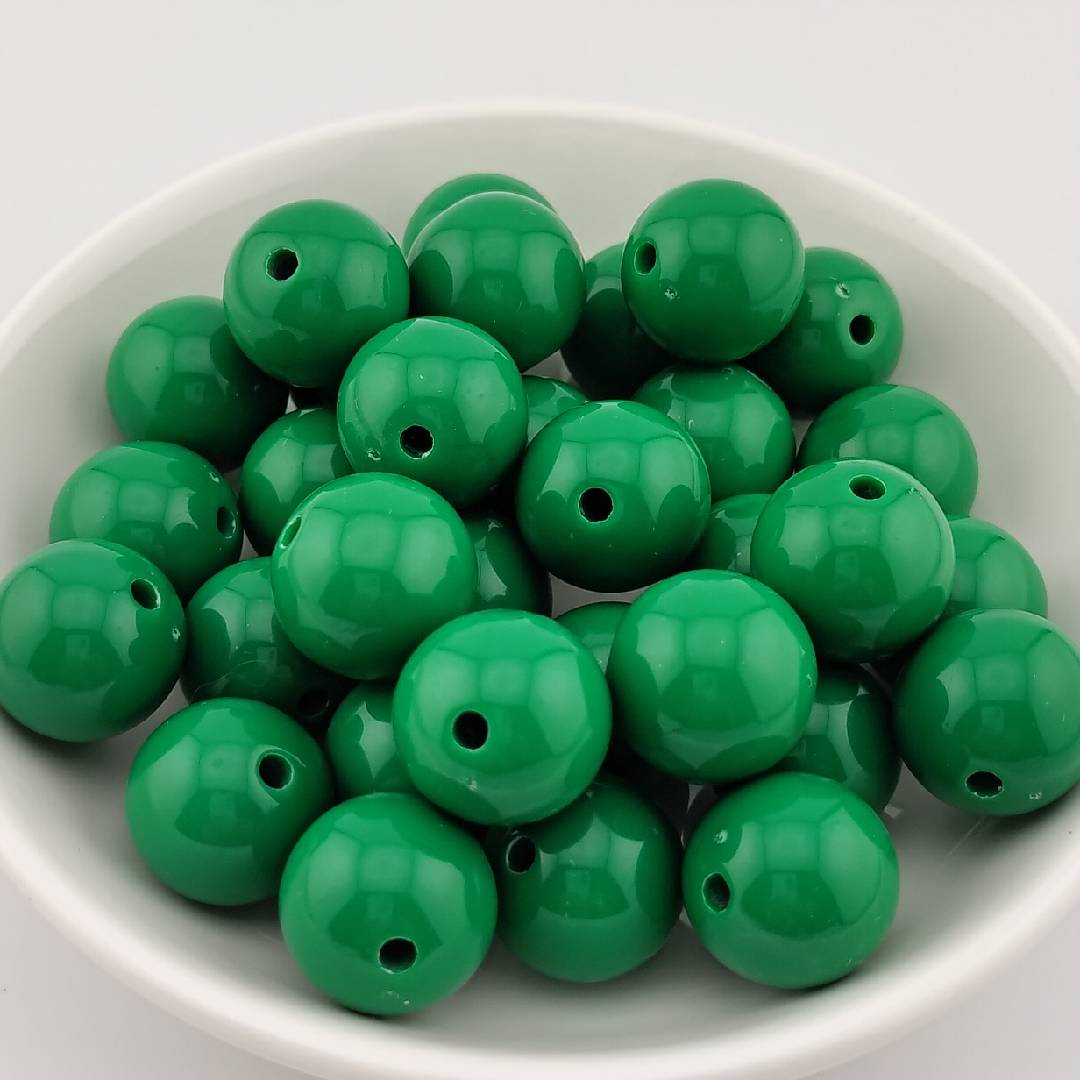 (A52) 35 Pieces 16 MM Christmas Green Resin Beads