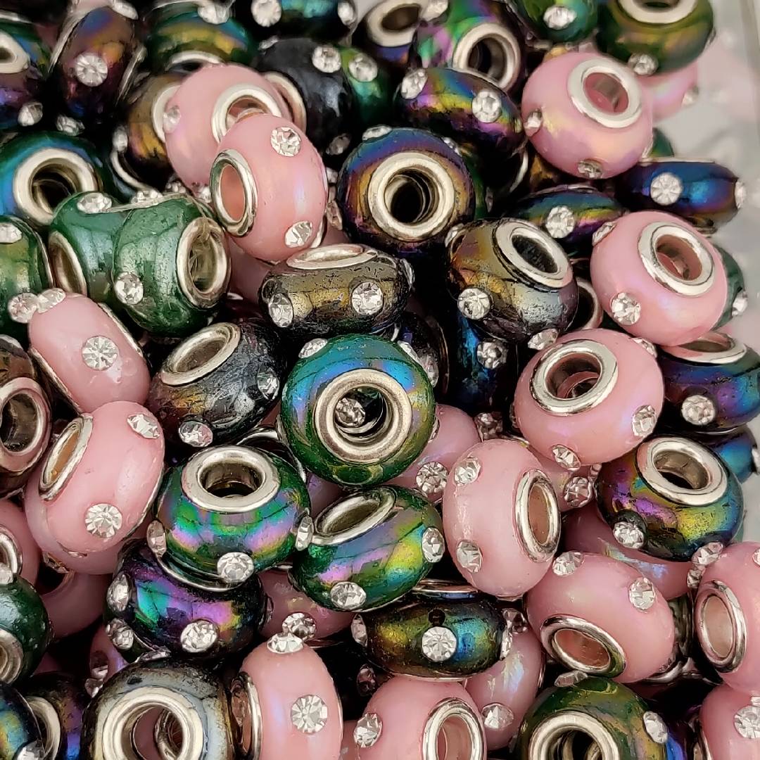 Mixed Color Diamond  Pen Spacers