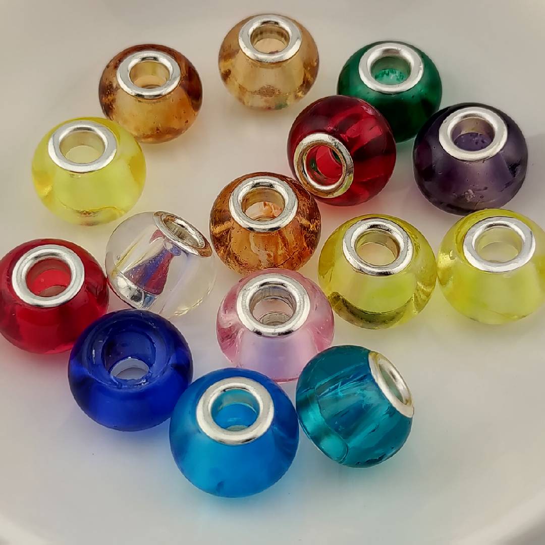 Mixed Color Clear Glass Pen Spacers