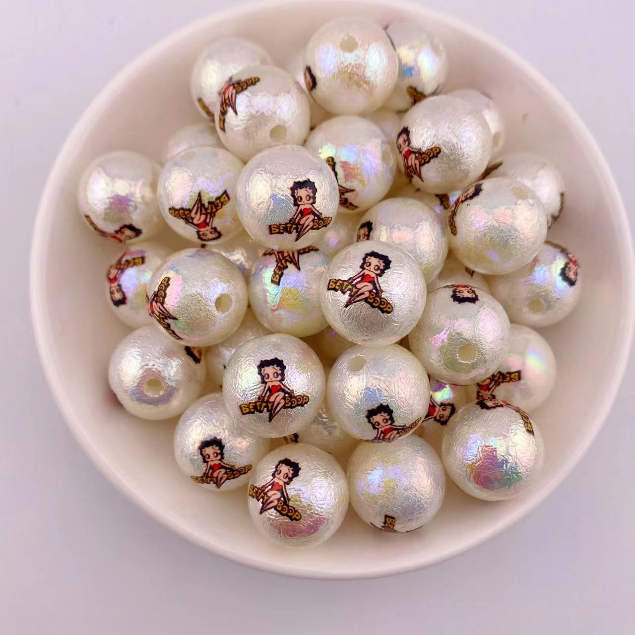 (A53) 20 Pieces 16 MM Betty Boop Resin Beads