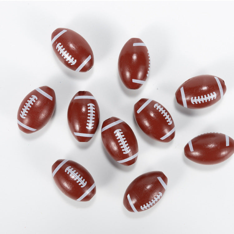 20 Pieces 20mm American Football  Wooden Beads