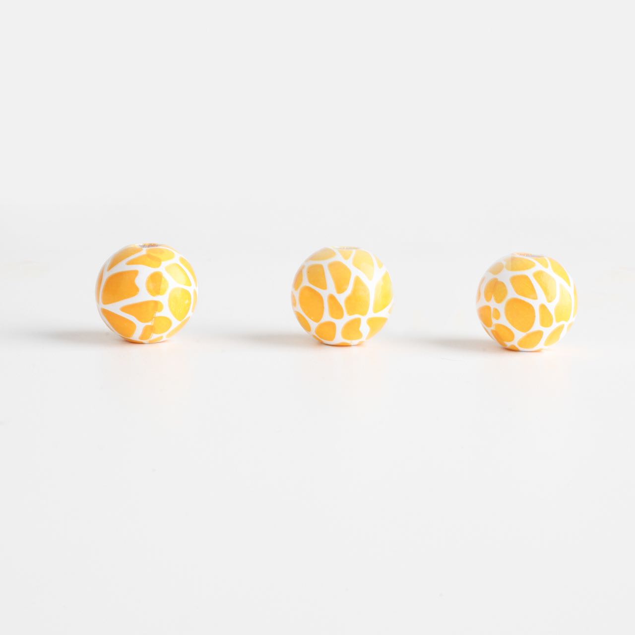 50 Pieces 16mm Giraffe  Printed  Wooden Beads