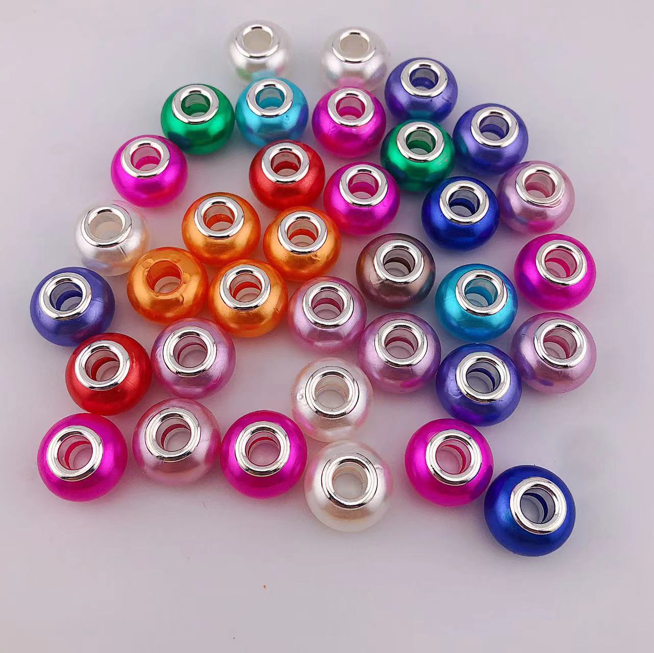 50 Pieces Mixed Color Resin Pearl Spacer