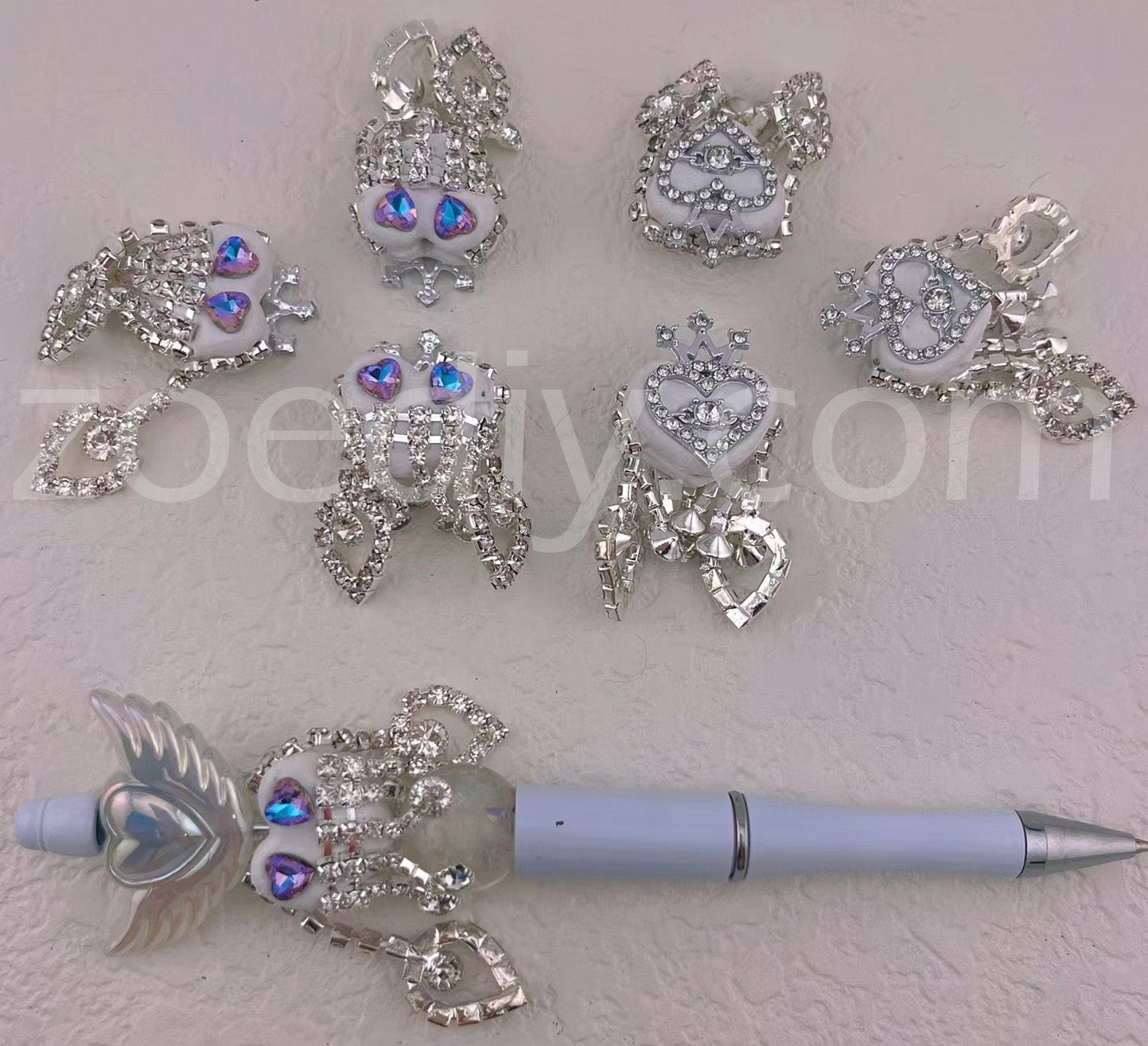 1 Piece White Heart Crown Sparkling beads