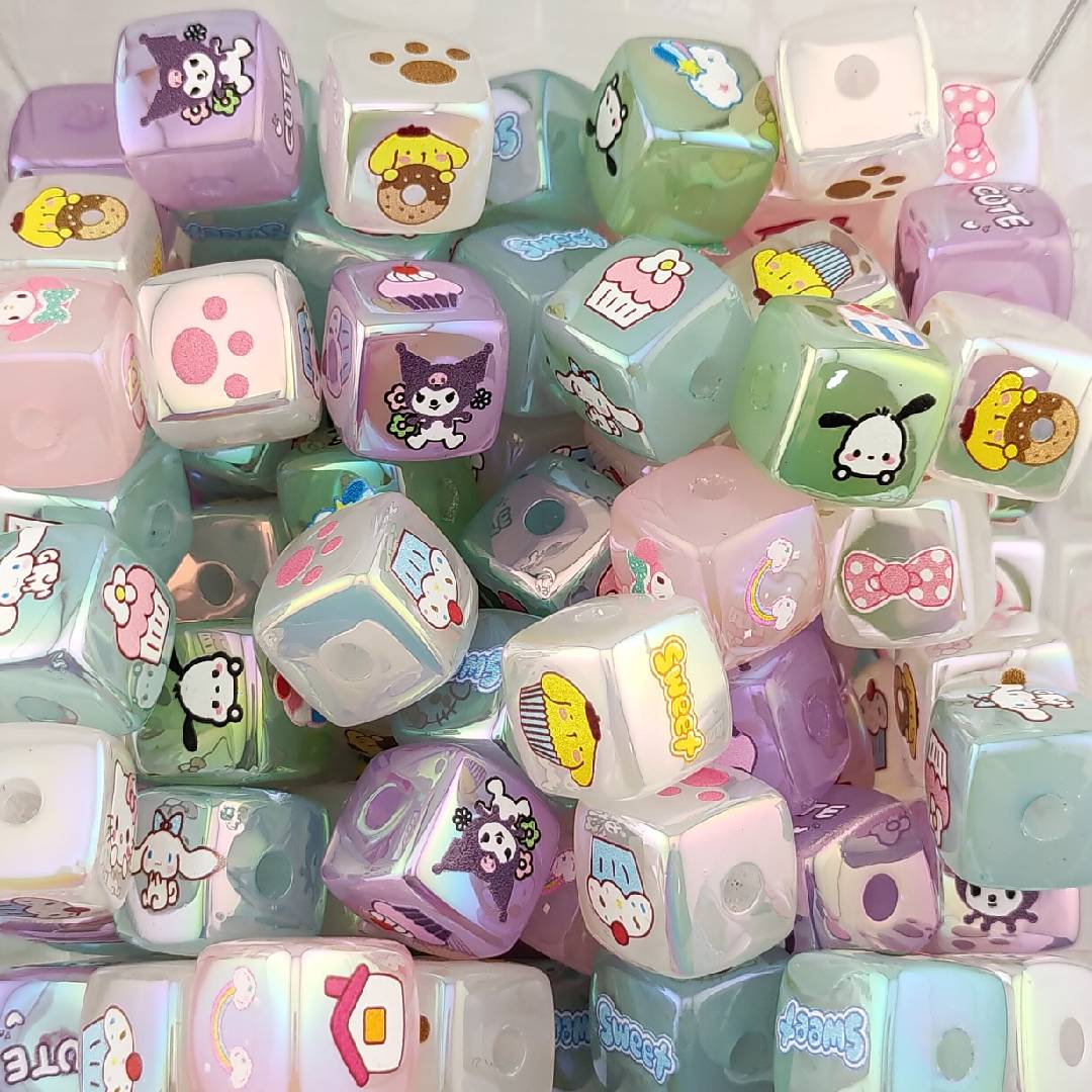 (A43)Mixed Color new Sanrio cube Resin Beads