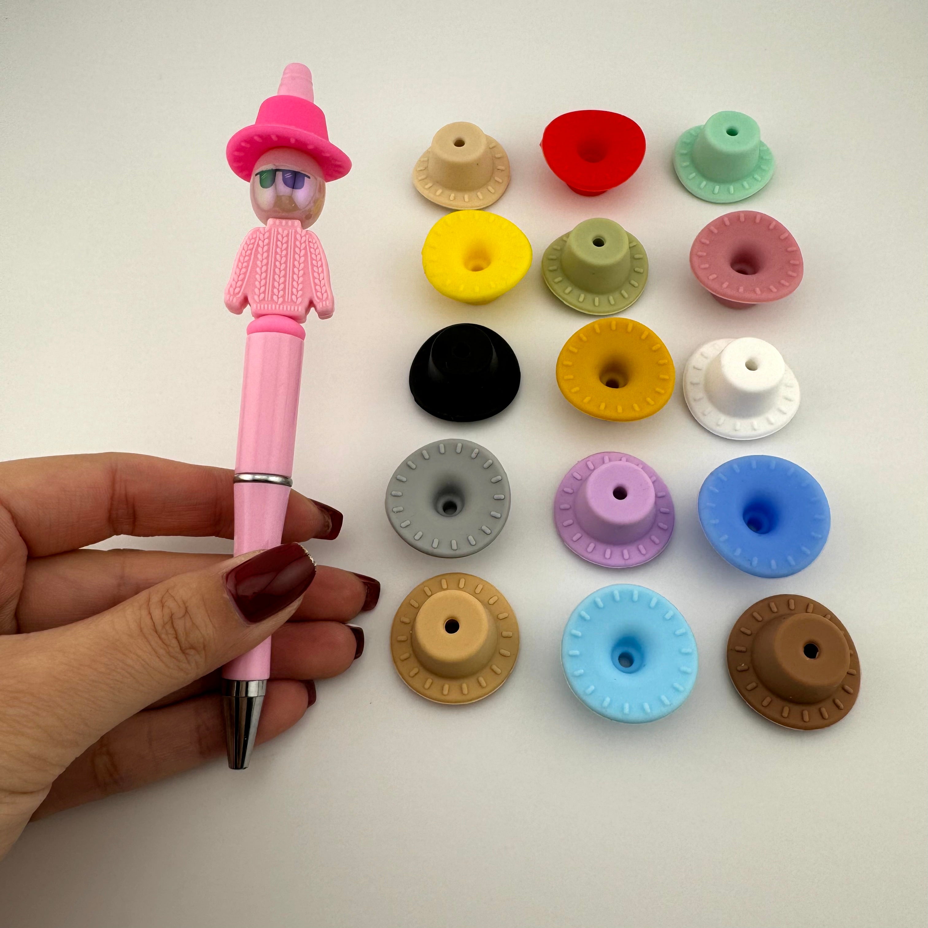 50 Pieces Mixed Solid Color Cow Boy Hat Silicone Beads