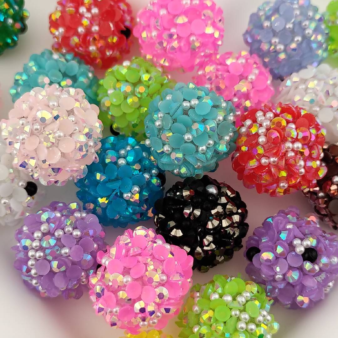 20 Pieces Mixed Color Diamond Sugar Sparkling Beads 18mm