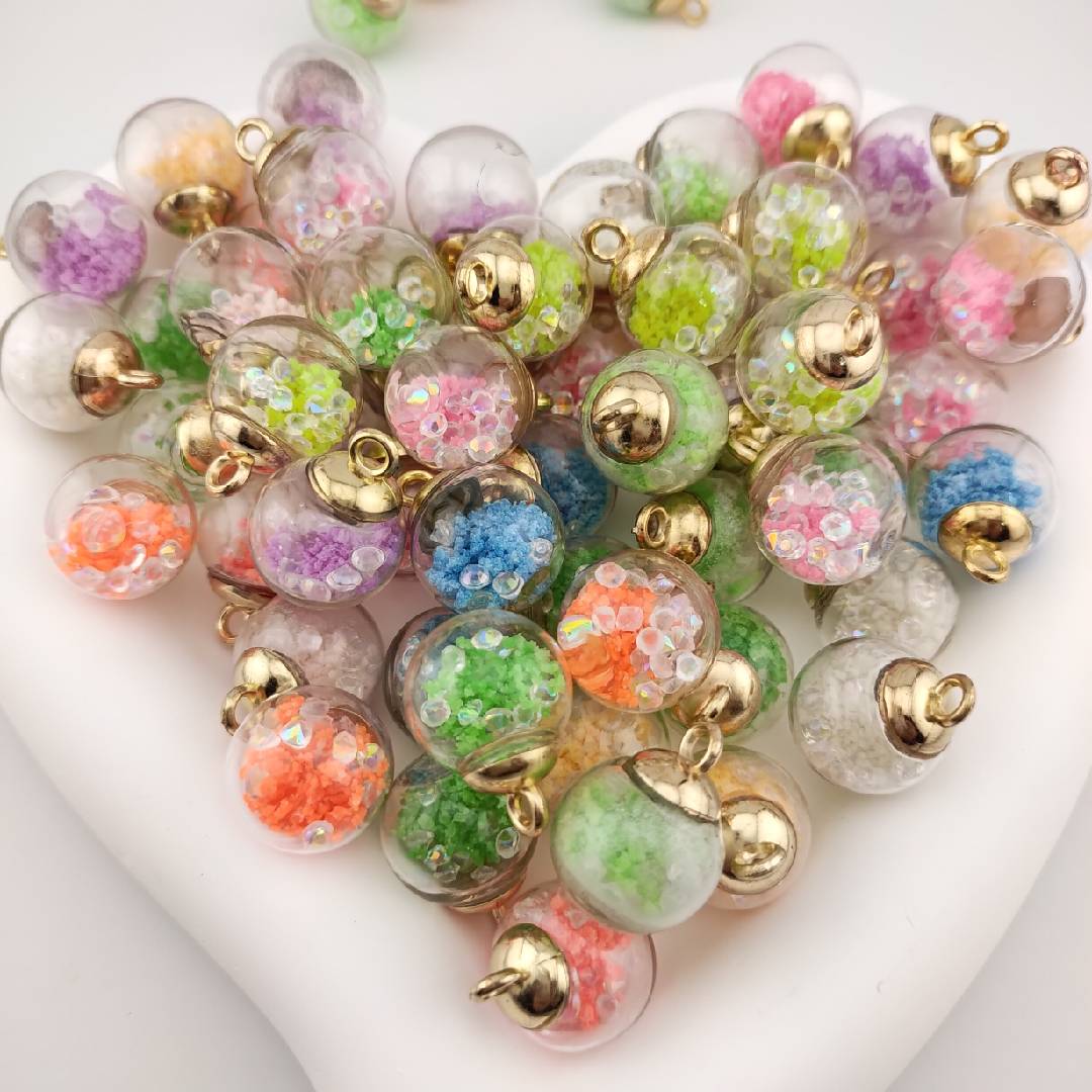 (A126)20 Pieces Glowing Mixed Color Diamond Glass Charms Pendant