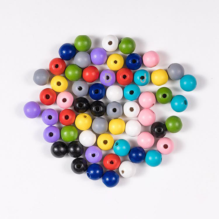 50 Pieces 16MM Mixed Color Wooden Beads