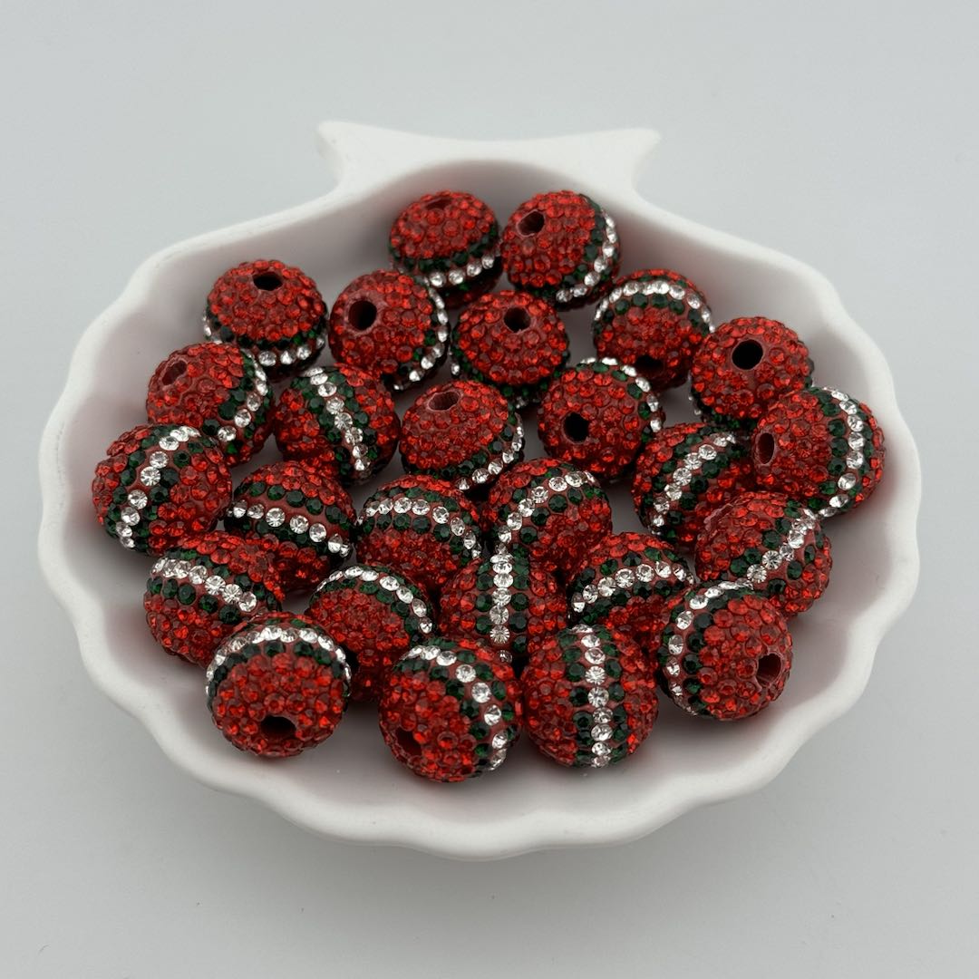 20 Pieces  16MM   Christmas Red Sparkling Beads