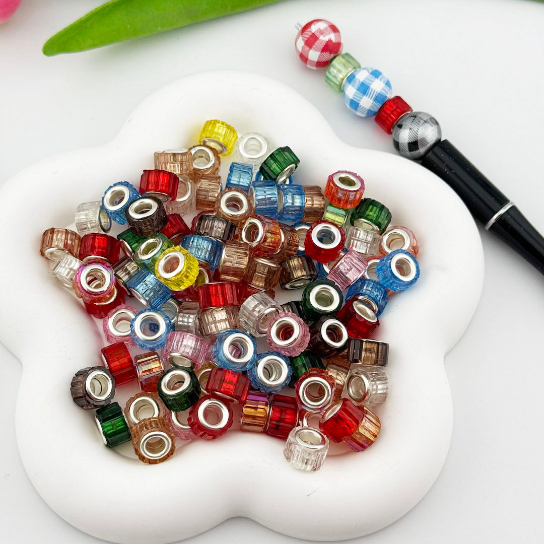 50 Pieces Mixed Color Clear Cube Resin  Pen Spacers  S1